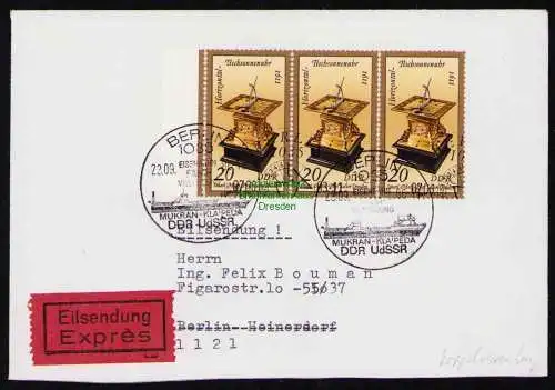 B19470 Brief DDR bereits gestempelte Marken Portobetrug unbeanstandet Berlin 86