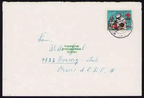 B19404 Brief DDR mit Spendenmarke DRK Portobetrug Wittenberg Lutherstadt 1966