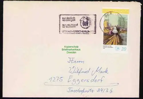 B19444 Brief DDR mit Spendenmarke DSF Portobetrug 1978 Berlin