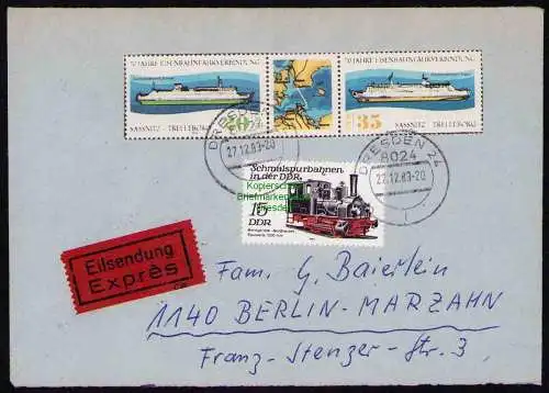 B19473 Brief DDR Marke + Druck aus Zeitung Portobetrug Eilsendung 1983 Bahnpost