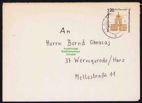 B19434 Brief DDR mit Spendenmarke DSF Portobetrug Halle Saale 1967