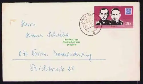 B19464 Brief DDR mit Spendenmarke DSF Portobetrug Anklam 1971