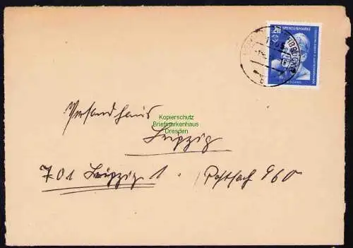 B19396 Brief DDR mit Spendenmarke DTSB Portobetrug Bergholz-Rehbrücke 1966