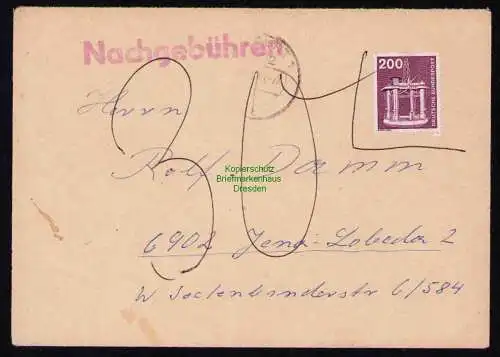 B19488 Brief DDR mit BRD Marke Erfurt Nachgebühren nach Jena Lobeda um 1980