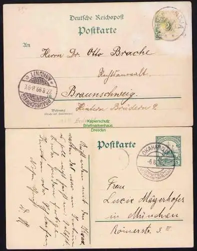 B19500 2x Ganzsache DSWA Okahandja 1899 1913 Bedarf