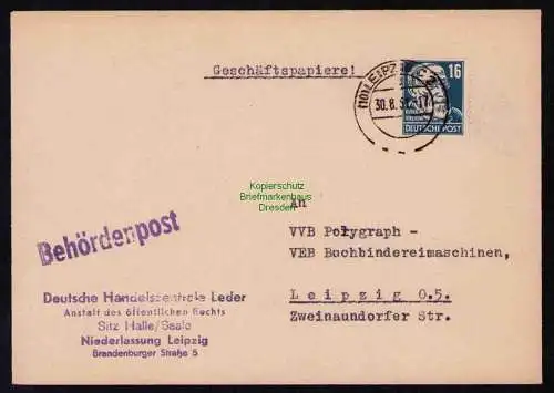 B19563 Brief Losungsstempel Propaganda Fünfjahrplan Frieden Einheit Wohlstand