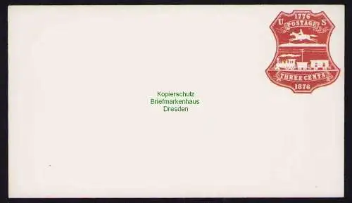 B19491 Brief USA Ganzsache U219 (U56) 1876 ungebraucht Tree Cents red