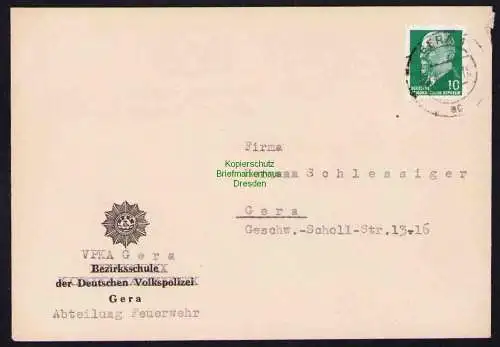 B19559 Brief Losung Propaganda VPKA Gera Abt. Feuerwehr Lodrian Feuerteufel