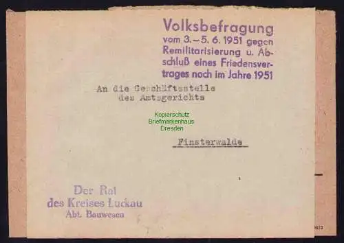 B19503 Brief Losungsstempel Propaganda Volksbefragung Friedensvertrag 1951