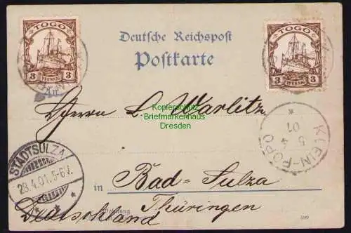 B19498 Postkarte Klein Popo 1901 Togo nach Bad Sulza