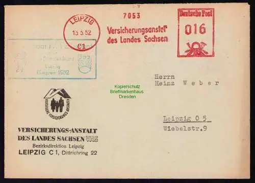 B19510 Brief Losungsstempel Propaganda Leipzig Pfingsten 1952 IV. Parlament FDJ