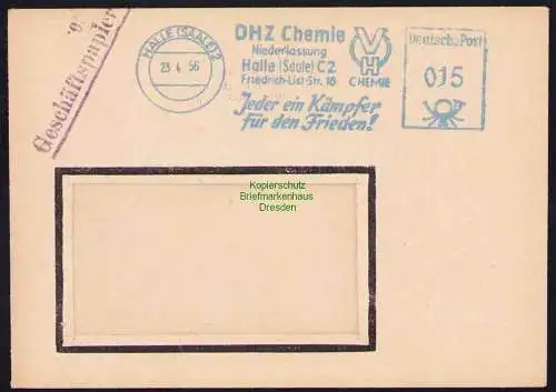 B19544 Brief Losungsstempel Propaganda Halle Saale 1956 Jeder ein Kämpfer für de