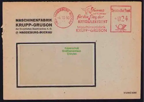 B19540 Brief Losung Propaganda Magdeburg 1950 Freistempel Nationalen Front