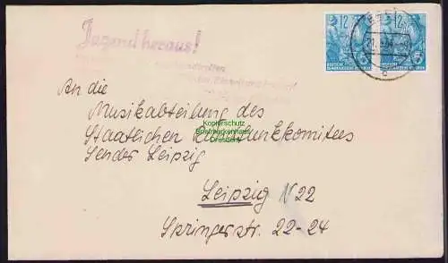 B19565 Brief Losungsstempel Propaganda Egeln Jugend heraus ! Deutschlandtreffen