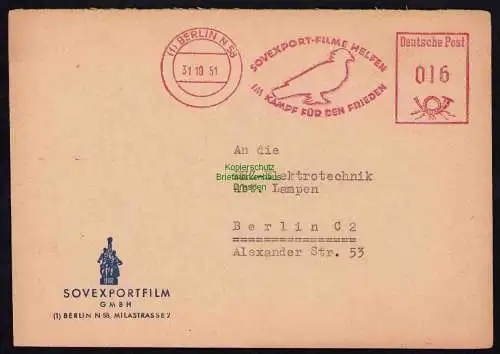 B19517 Brief Losungsstempel Propaganda Sovexport Filme helfen im Kampf Frieden