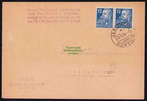 B19530 Brief Losungsstempel Propaganda MAS Klein Mangelsdorf Jerichow ü Genthin