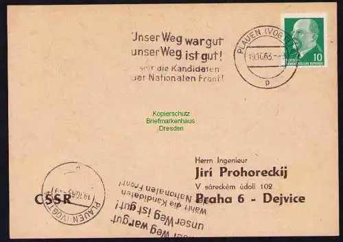 B19533 Brief Losungsstempel Propaganda Pauen V. 1963 Unser Weg Nationale Front