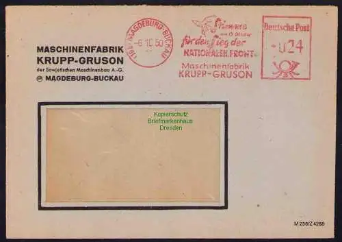 B19541 Brief Losung Propaganda Magdeburg 1950 Freistempel Nationalen Front
