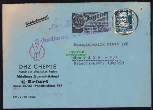 B19561 Brief Losungsstempel Propaganda Berlin 1951 Dein Ja Erhaltung des Frieden