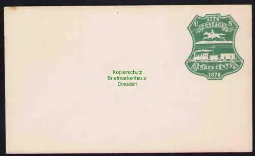 B19490 Brief USA Ganzsache U219 (U57) 1876 ungebraucht Tree Cents green