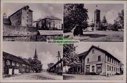 166306 AK Jerxheim 1940 Domäne Kirche Heselberg Kaufhaus Lüddecke