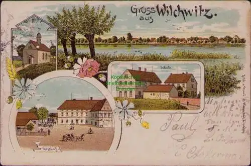 166309 AK Wilchwitz Nobitz Altenburger Land Litho 1902 Gasthof Schule Kirche