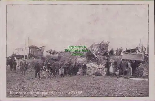 166341 AK Augsburg Hochzoll 1908 Eisenbahn Unfall Unglück Katastrophe