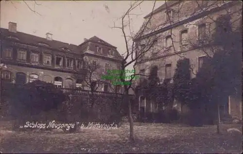 166307 AK Fotokarte Schloss Neusorge bei Mittweida um 1920 teil ruinöser Zustand
