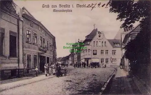 166301 AK Strelitz Meckl. Alexanderplatz 1909 Cigarren Tabak Versand Conditorei