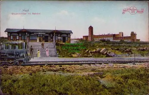 166338 AK Brocken Hotel mit Bahnhof 1909