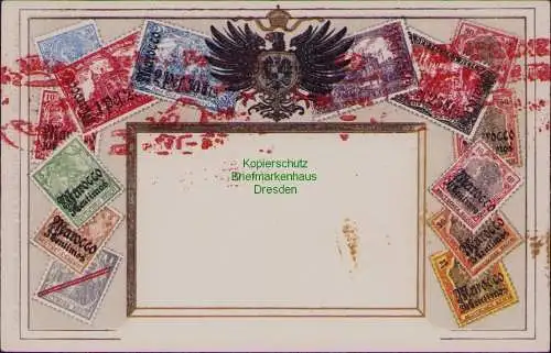 166353 AK Deutsche Post in Marokko Briefmarkenkarte Werbestempel Praha 1934