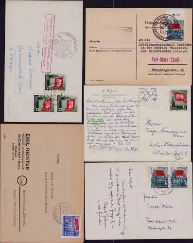 B21860 5x Brief DDR 1953 MiF EF aus Marx Satz 344 346 347 EF 344 346 MeF