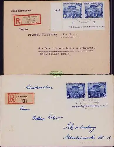 B21882 2x Brief DDR 1955 448 a 448 b mit DV mit und ohne Punkt