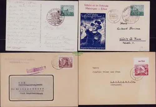 B21870 4x Brief Karte DDR 1953 358 359 360 EF 1x ins Ausland portogerecht selten