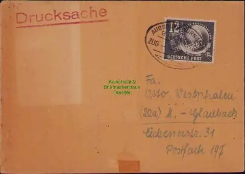 B21804 Brief DDR 1949 245 unbeanstandet in der BRD verwendet Drucksache Bahnpost