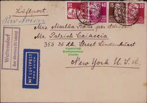 B21852 Brief DDR 1953 mit 333 336 Köpfe II Waltersdorf nach USA gepr. Paul BPP