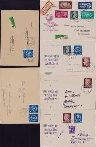 B21885 6x Brief DDR 1955 Schiller 464 - 466 EF MeF MiF