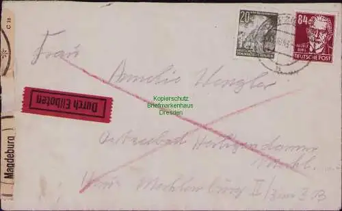 B21857 Brief DDR 1953 mit 341 Köpfe II 84 Pfg. MiF Eilboten Leipzig Heiligendamm