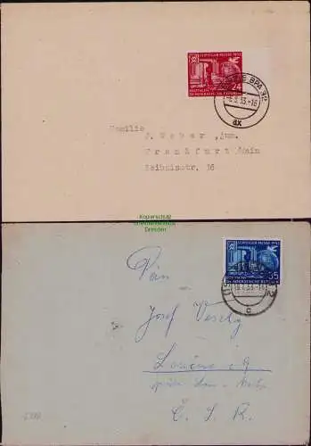 B21845 2x Brief DDR 1952 315 EF 316 EF in die CSSR