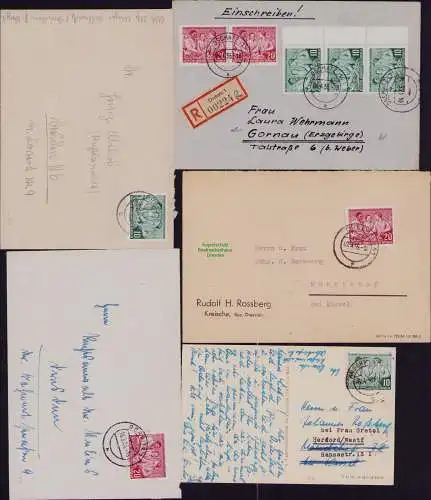 B21883 9x Brief DDR 1955 450 451 Frauentag