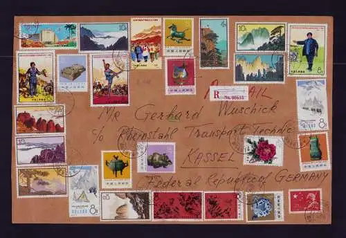 B21900 Brief VR China Volksrepublik Einschreiben Wang Chow 26 Marken 1958 - 1973