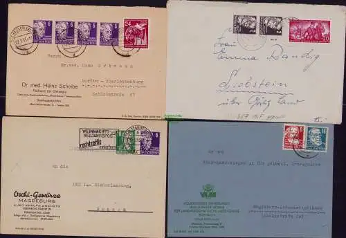 B21848 4x Brief DDR 1953 mit 327 328 329 330 Köpfe II