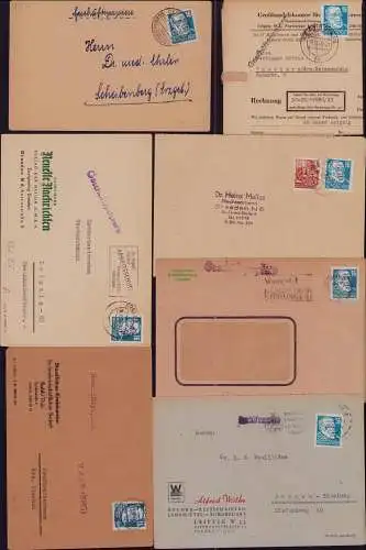 B21853 7x Brief DDR 1953 mit 332 Köpfe II EF MiF