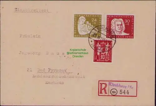B21816 Brief DDR 1950 257 258 Bachfeier 244 Einschreiben Kirchberg Sachs. nach