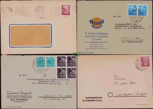 B21872 8x Brief / Postkarte Offsetdruck ex 362 - 371 DDR 1953