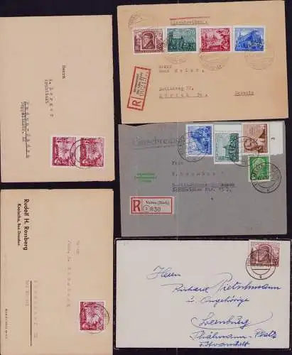 B21871 5x Brief DDR 1953 358 - 361 EF MiF MeF Satzbrief Einschreiben
