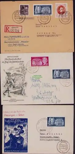 B21874 6x Brief DDR 1953 382 383 EF MiF 404 1x EF 383 portogerecht Ausland