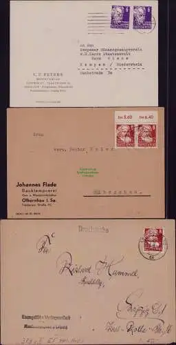 B21849 3x Brief DDR 1953 mit 328 MeF 329 EF MeF Köpfe II