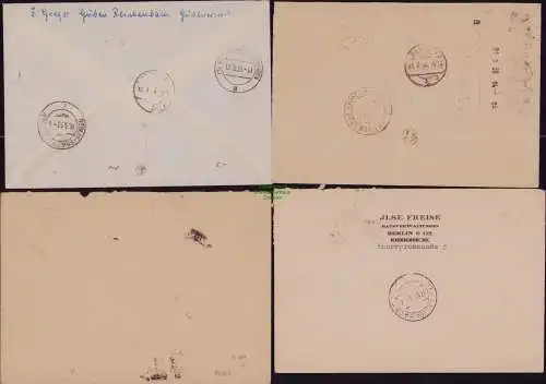 B21855 4x Brief DDR 1953 mit 338 339 Köpfe II MiF Einschreiben bzw. Eilboten
