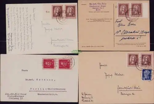 B21841 4x Brief / Postkarte DDR 1952 308 309 MeF MiF